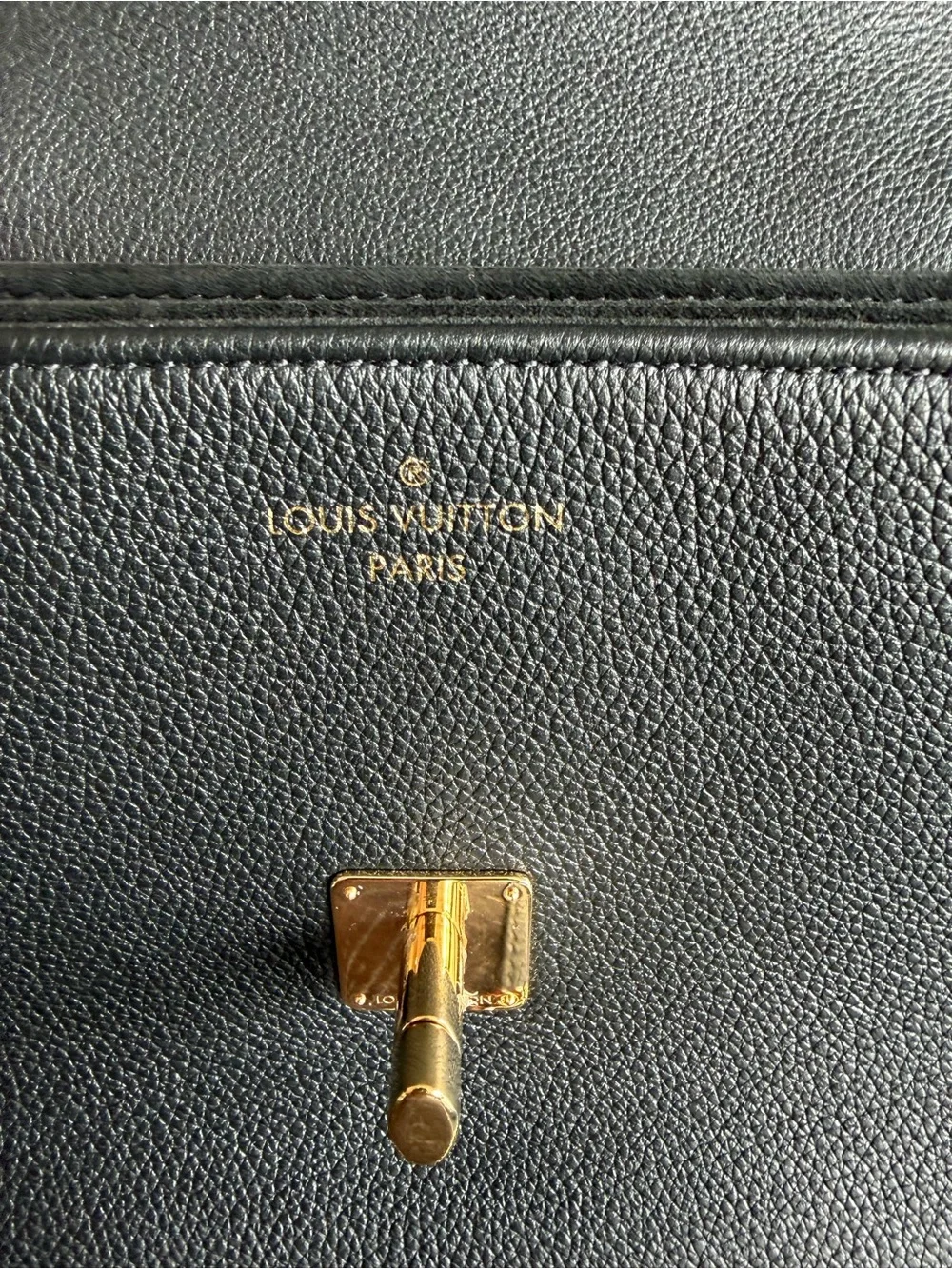 Louis Vuitton Black Crossbody with Gold LV Logo and Chain